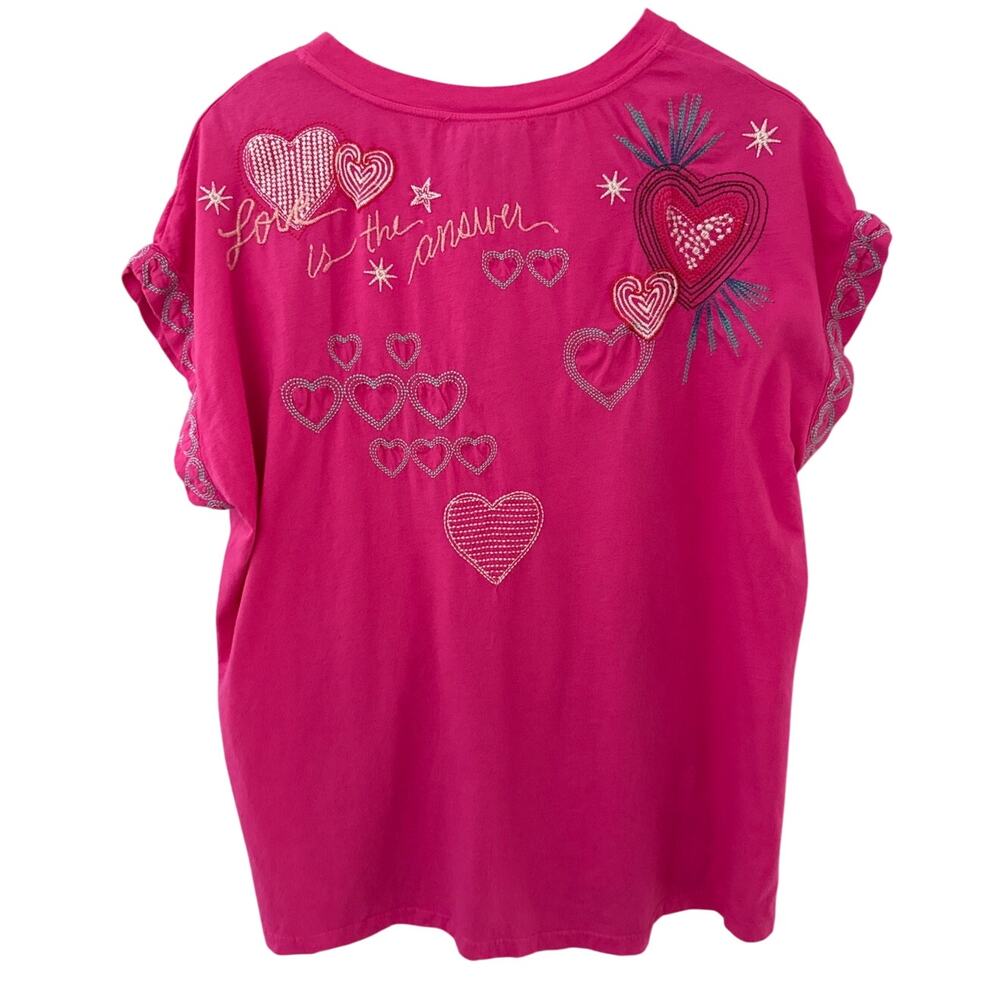 Johnny Was Amour Short Sleeve Embroidered Tee Size Large - Picture 5 of 11